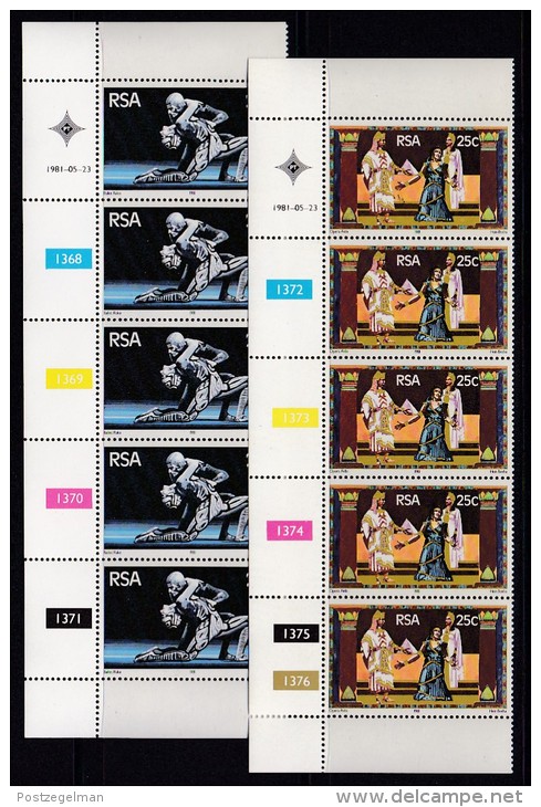 SOUTH AFRICA, 1981, MNH Control Strip Of  5, State Theatre,  M 583-584 - Neufs