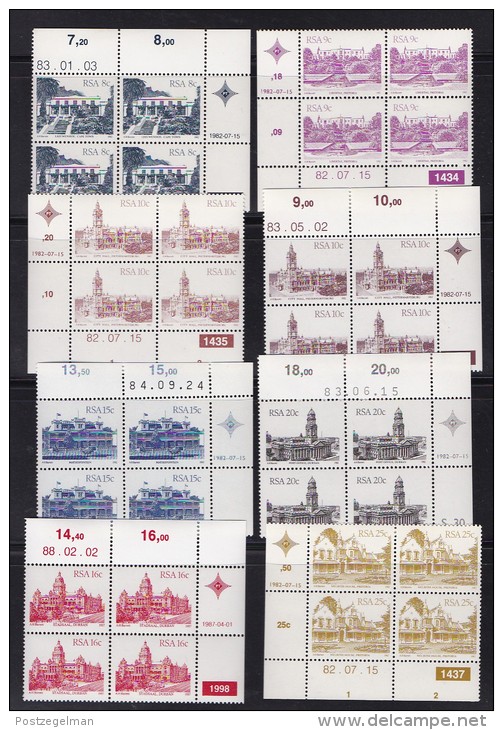 SOUTH AFRICA, 1982, MNH Control Strip Of 4, Definitive's Buildings,  M 601-621 - Unused Stamps