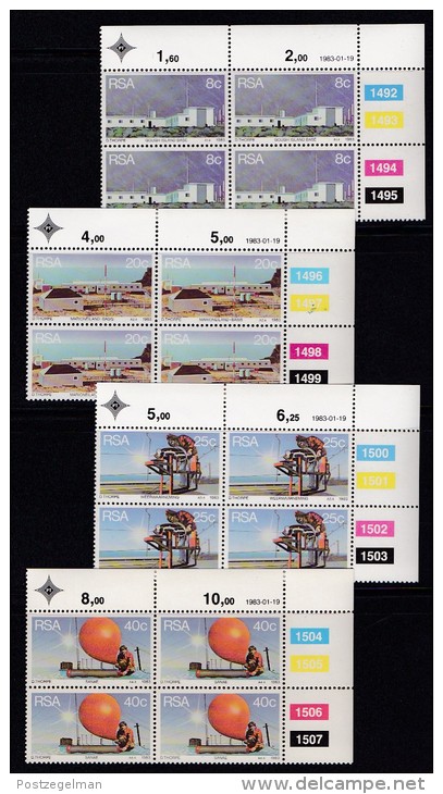 SOUTH AFRICA, 1983, MNH Control Block Of 4, Weather Stations,  M 626-629 - Unused Stamps