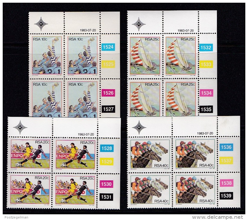 SOUTH AFRICA, 1983, MNH Control Block Of 4, Sports,  M 634-637 - Neufs