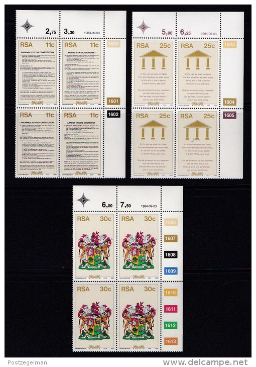 SOUTH AFRICA, 1984, MNH Control Block Of 4, New Constitution,  M 655-658 - Unused Stamps