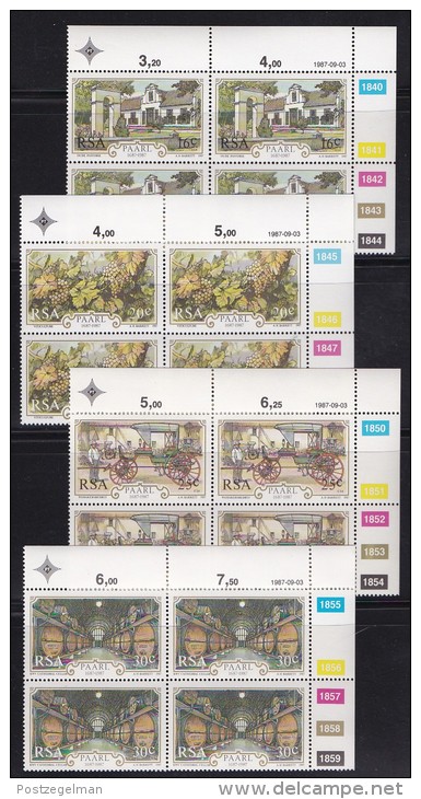 SOUTH AFRICA, 1987, MNH Control Block Of 4, Paarl,  M 710-713 - Unused Stamps