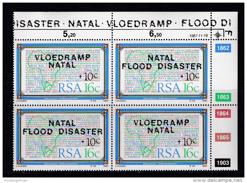 SOUTH AFRICA, 1987, MNH Control Block Of 4, Natal Flood Disaster,  M 719-720 - Unused Stamps