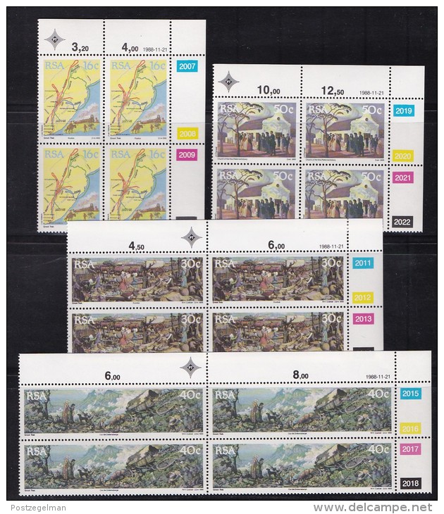 SOUTH AFRICA, 1988, MNH Control Block Of 4, Great Trek M 762-765 - Unused Stamps