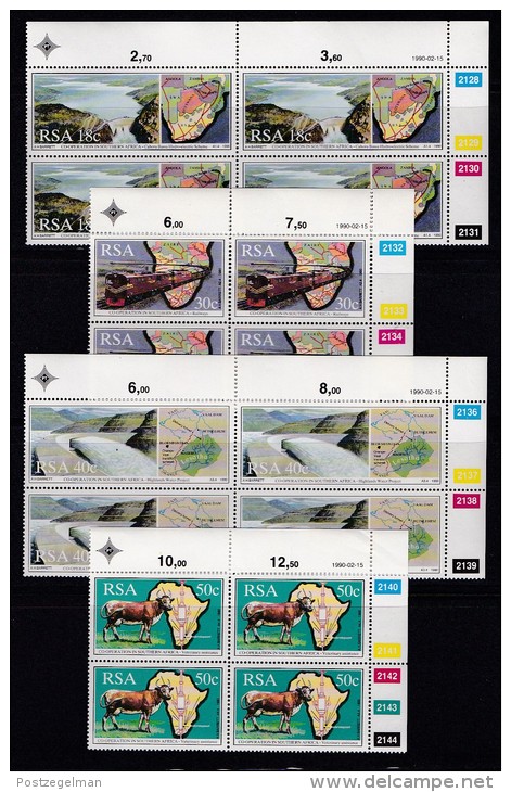 SOUTH AFRICA, 1990, MNH Control Block Of 4, Co-operation,, M 789-792 - Nuevos