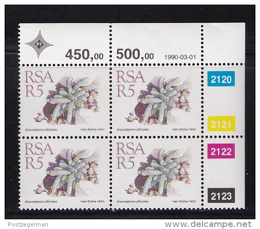 SOUTH AFRICA, 1990, MNH Control Block Of 4, Succulent 5 Rand, M 793 - Unused Stamps