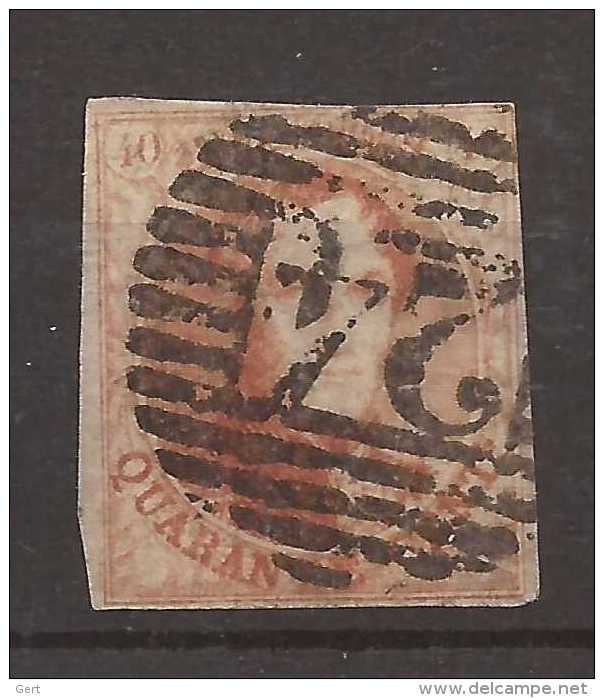 OBP/COB 8 P24 Obl 14 Barres De Bruxelles Oblitéré / Gestempeld - 1851-1857 Médaillons (6/8)