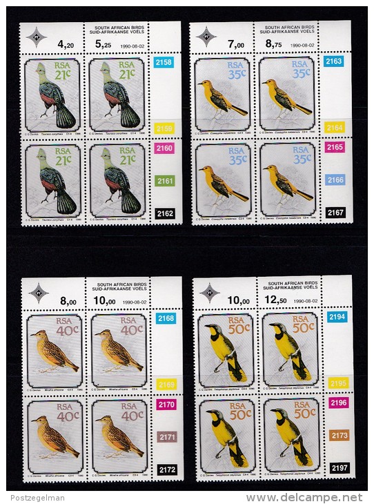 SOUTH AFRICA, 1990, MNH Control Block Of 4, Birds M 800-803 - Nuevos