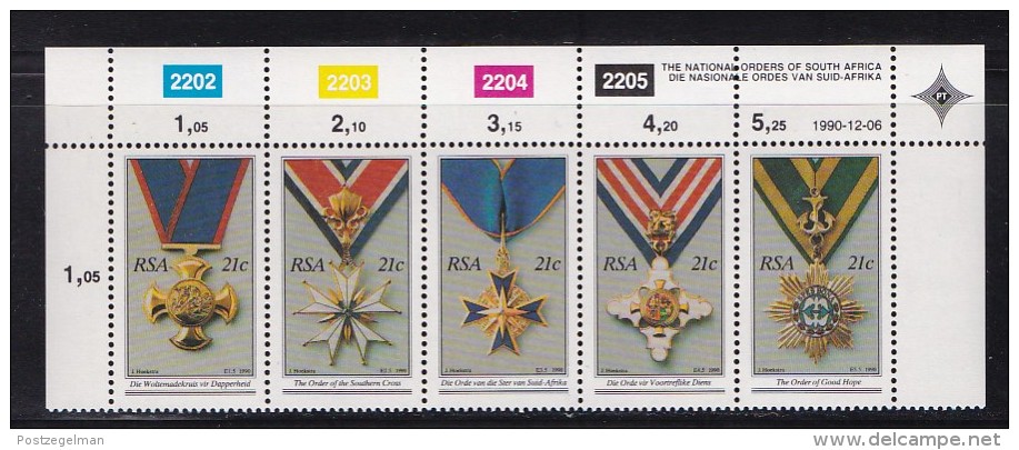 SOUTH AFRICA, 1990, MNH Control Block Of 5, National Orders, M 808-812 - Unused Stamps