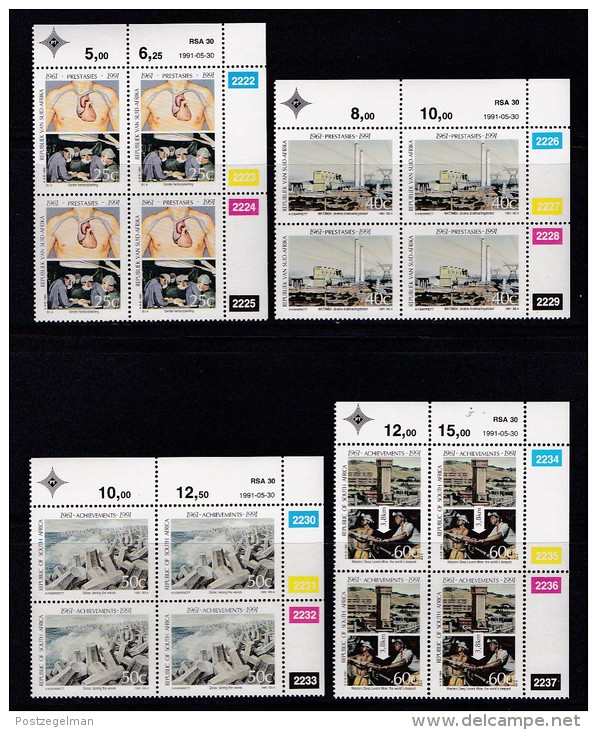 SOUTH AFRICA, 1991, MNH Control Block Of 4, Achievements, M 818-821 - Unused Stamps