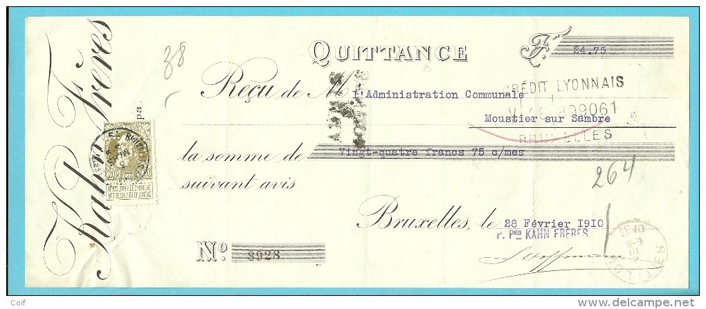 75 Op Recu Met Firmaperforatie (perfin) " C L " (Credit Lyonnais) - 1909-34