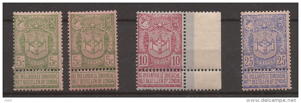 OBP/COB 68 - 70 + 68a Exposition Anvers Postfris / Neufs Sans Charnière / MNH / ** - 1894-1896 Exposiciones