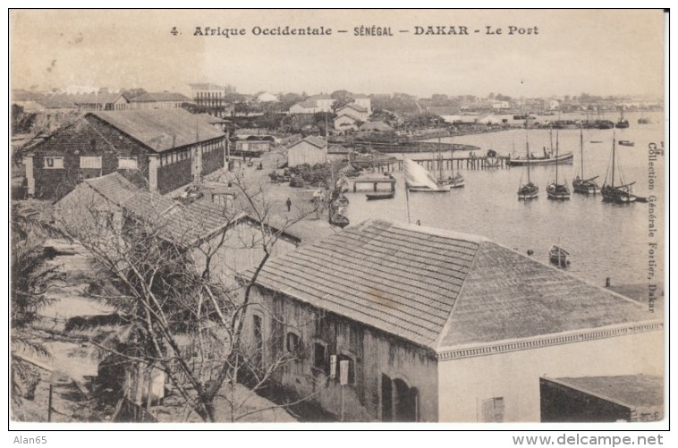 Dakar Senegal, View Of Harbor Port Harbour, Waterfront Scene, C1900s Vintage Postcard - Senegal