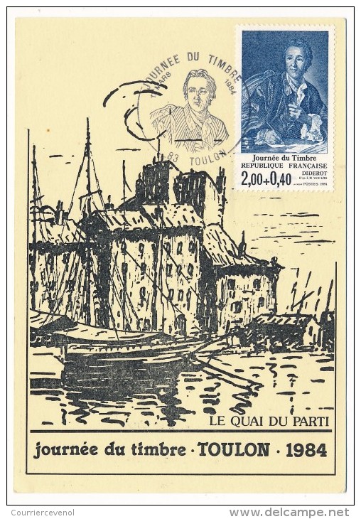 FRANCE => Carte Locale - 2,00 + 0,40 - Journée Du Timbre "Le Quai Du Parti" DIDEROT - TOULON 1984 - Tag Der Briefmarke