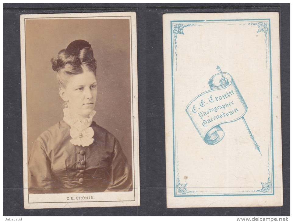 Carte De Visit; , Photo , S.Africa, C.E. CRONIN, Queenstowm , Lady With Hair Up - Anonymous Persons