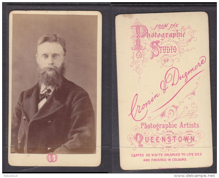 Carte De Visit; , Photo , S.Africa,  CRONIN &amp; DUGMORE, QueenstowN  Gentleman, Heavy Coat - Anonymous Persons