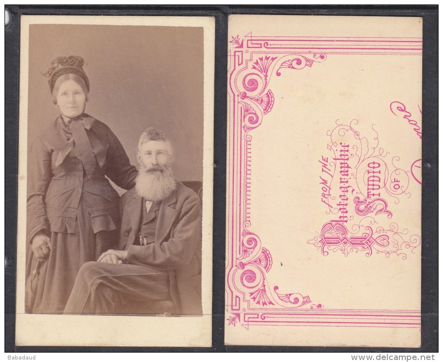 Carte De Visit; , Photo , S.Africa,  ALFRED DUGMORE Queenstown; Elderly Lady &amp; Gent, Big Beard - Anonymous Persons