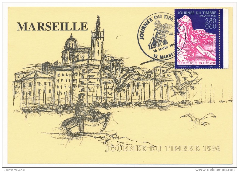 FRANCE => Carte Locale - 2,80 + 0,60 - Journée Du Timbre - "N.D De La Garde"- Semeuse 1903 - MARSEILLE 1996 - Giornata Del Francobollo