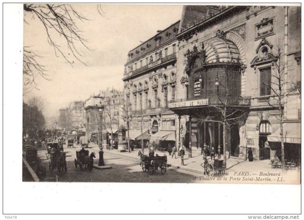 C P A---75---PARIS 10---boulevard Et Théâtre De La Porte Saint Martin---voir 2 Scans - Arrondissement: 10