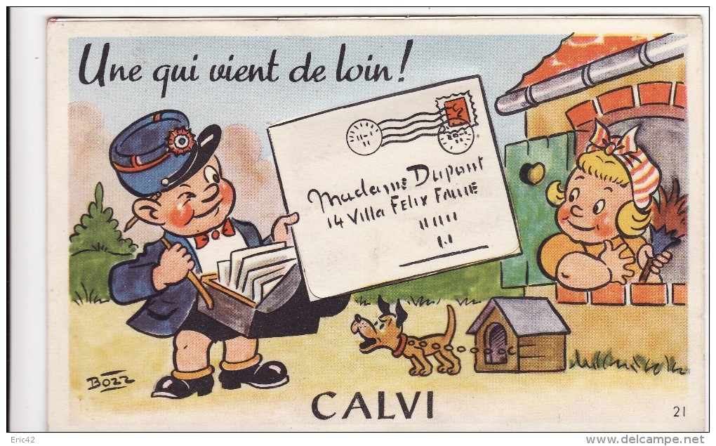 20 CARTE A SYSTEME DE CALVI **Une Qui Vient De Loin** (système Complet De 10 Vues) Avec Le Facteur - Calvi