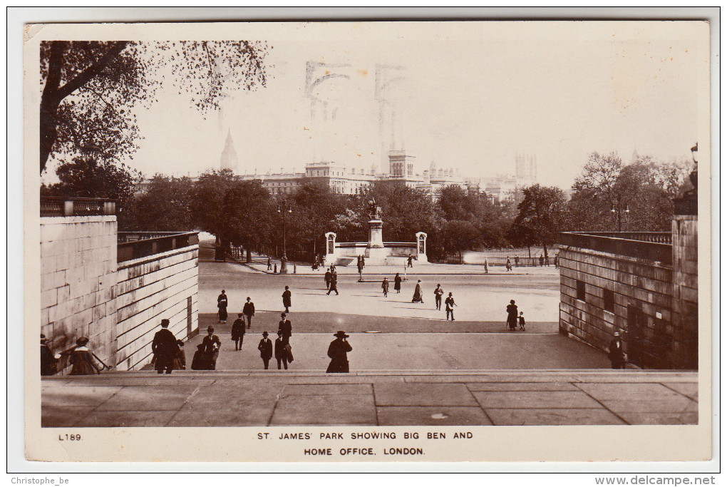 Old Postcard, London St James Park Showing Big Ben And Home Office London (pk23046) - Other & Unclassified