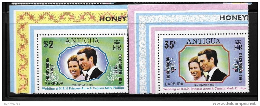 Barbuda 1973 Visit Of Princess Anne &amp; Mark Phillips Overprinted Honeymoon Visit MNH - Barbuda (...-1981)