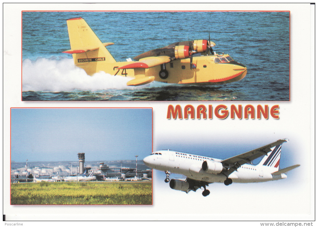 13 Aèroport Marseille, Marignane, Avion Air France, Canadair, 2 Scans - 1946-....: Moderne