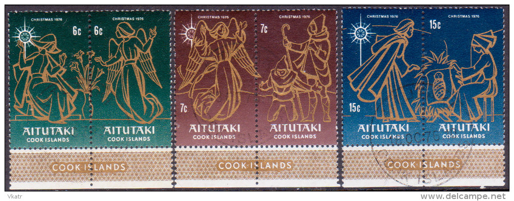 AITUTAKI Cook Islands 1976 SG #200-05 Part Set 2 Stamps Mssing VF Used Christmas - Aitutaki