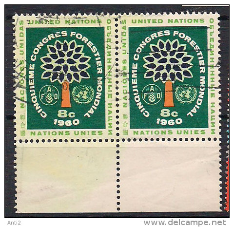 United Nations New York 1960 5th World Congress On Forestry, Seattle, Mi 89 Pair, Used - Oblitérés