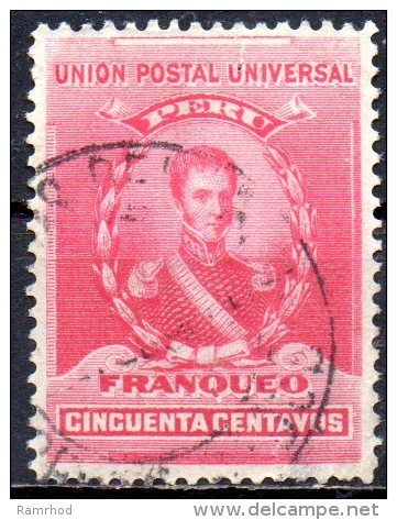 PERU 1896 General De La Mar - 50c - Red  FU - Peru