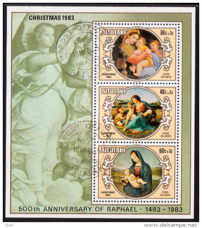 AITUTAKI Cook Islands 1983 SG #473 M/s VF Used Christmas. Paintings By Raphael - Aitutaki