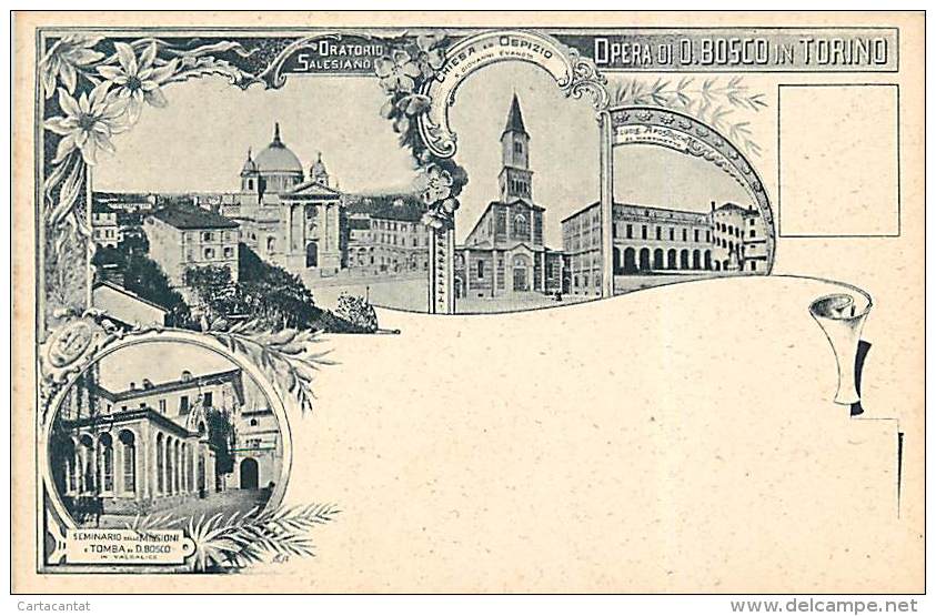 TORINO. IMMAGINI DELLE ISTITUZIONI SCOLASTICHE DELL'OPERA DON BOSCO. ELEGANTE CARTOLINA - BIGLIETTO PRIMI '900 - Enseñanza, Escuelas Y Universidades