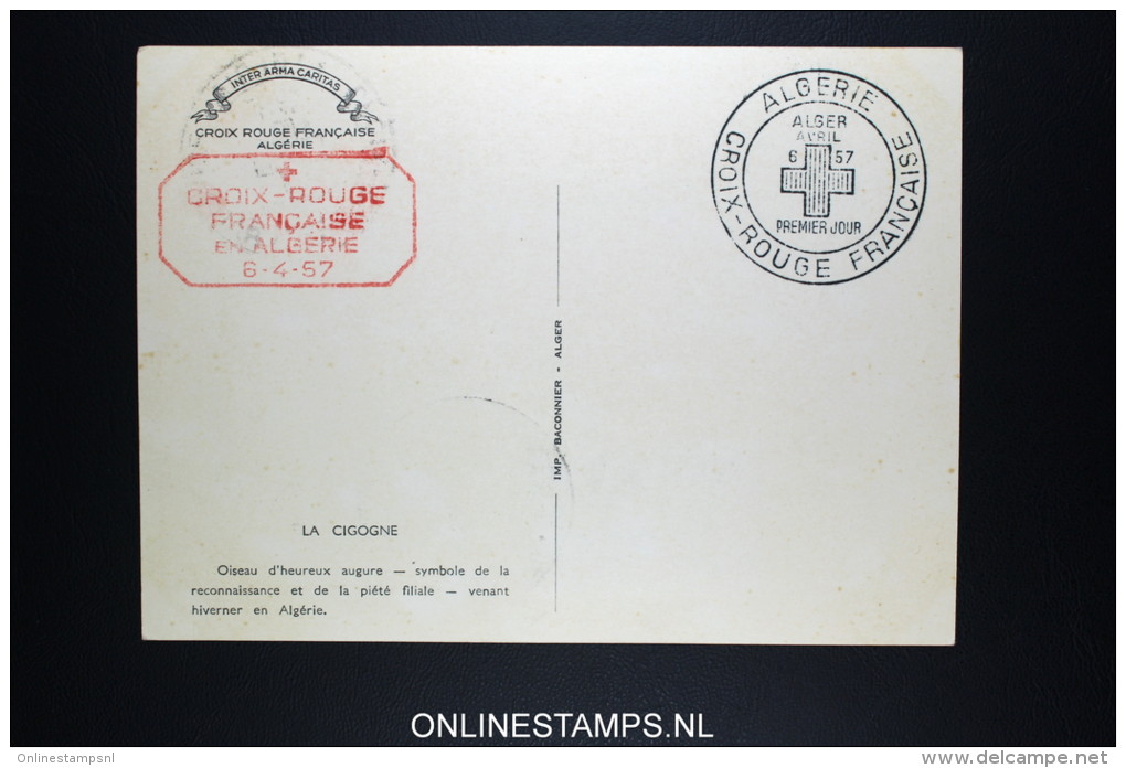 Algerie FDC CROIX ROUGE ALGER 6 Avril 1957 - Maximumkarten