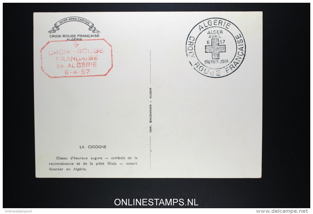 Algerie FDC CROIX ROUGE ALGER 6 Avril 1957 - Maximumkarten