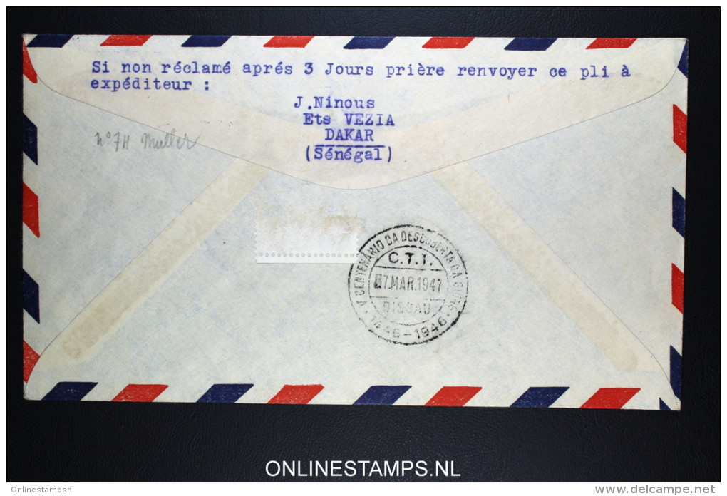 SENEGAL DAKAR - BISSAO GUINEE PORTUGAISE 1re LIAISON 7-3-1947 - Lettres & Documents