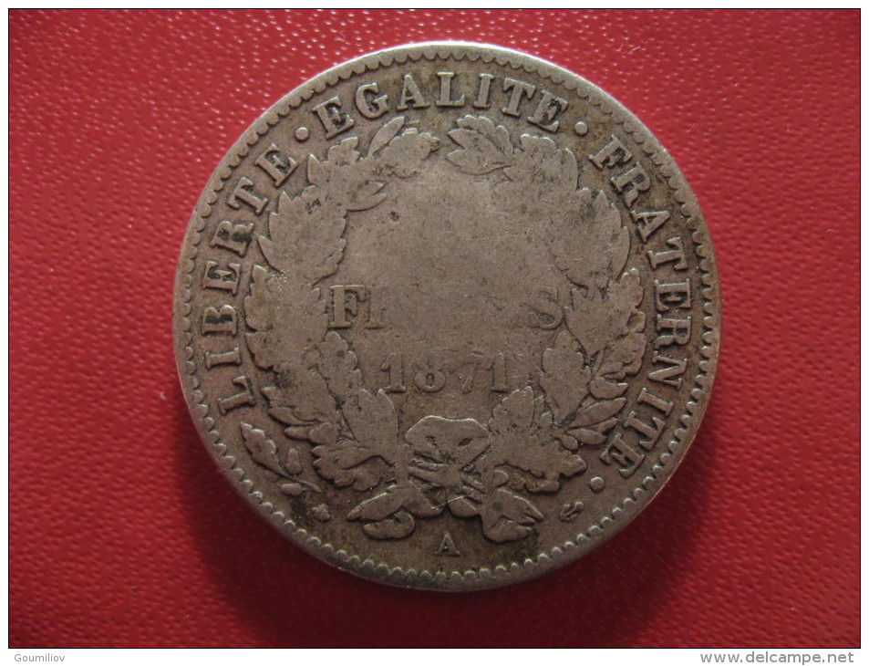 2 Francs 1871 A Paris Cérès 1513 - 1870-1871 Gouvernement De La Défense Nationale