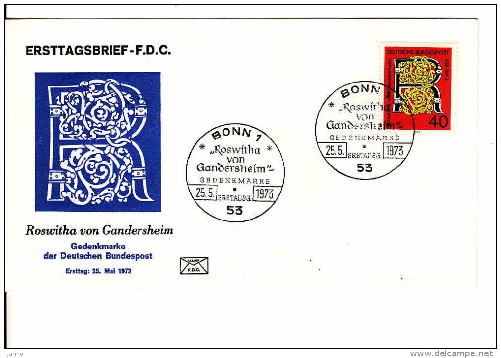 Deutschland-Ersttagbrief, FDC 25.5.1973, Mi 770, Roswitha Von Gandersheim - Dichterin - Sonstige & Ohne Zuordnung