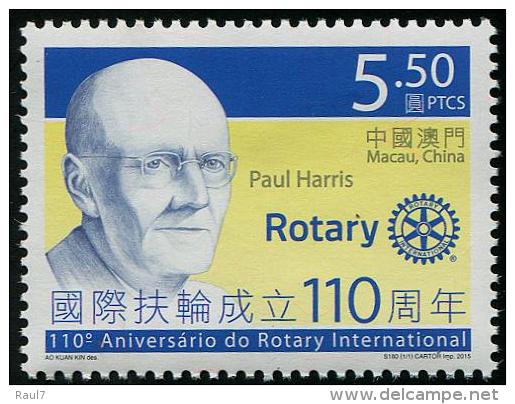 MACAU 2015 - 110e Ann De Rotary International, Paul Harris - 1 Val Neufs // Mnh - Unused Stamps