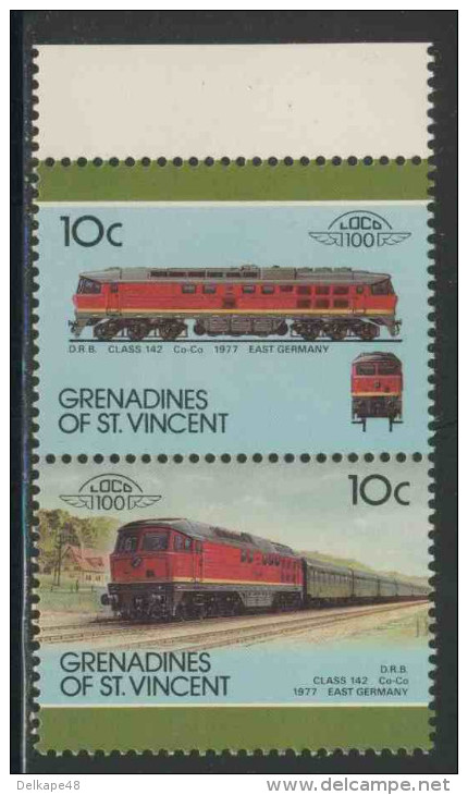 Grenadines Of St. Vincent 1987 Mi 543 /4 YT 507 /8 ** Locomotive Class 142 Co-Co (1977), East Germany / Lokomotive - Treinen