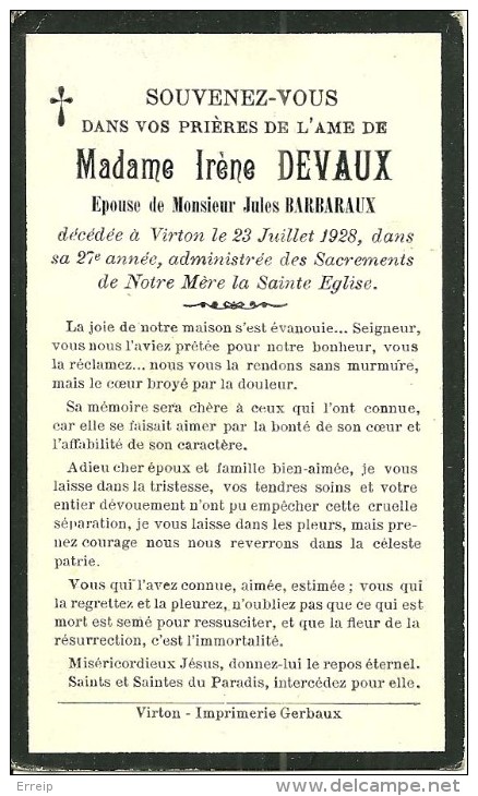 Irene Devaux  épouse De Jules Barbaraux Virton 1928 - Virton