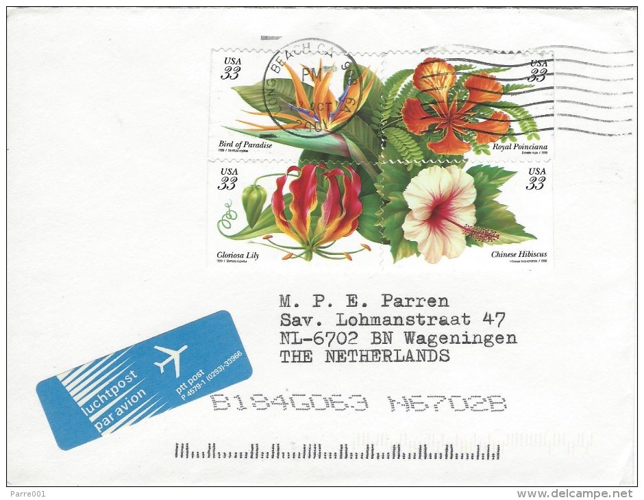 USA 2001 Long Beach Flowers Lily Hibiscus Cover - Altri & Non Classificati