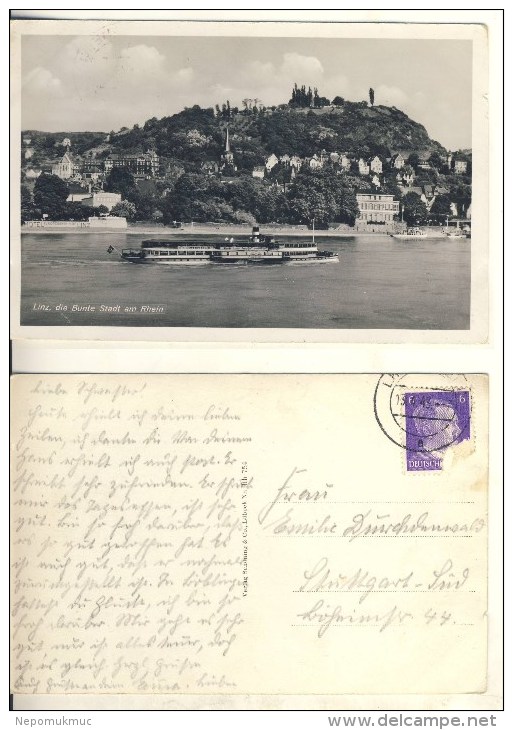 AK Linz, Bunte Stadt Am Rhein Echt Gel. 13. 4. 1943 S/w (324-AK179) - Linz A. Rhein