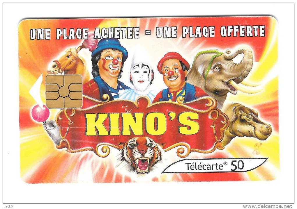 Télécarte  F  1090, Cirque  KINOS' S  PARIS, 50 U, Côte   12  €, 10 / 00, 100 000  Ex - 2000