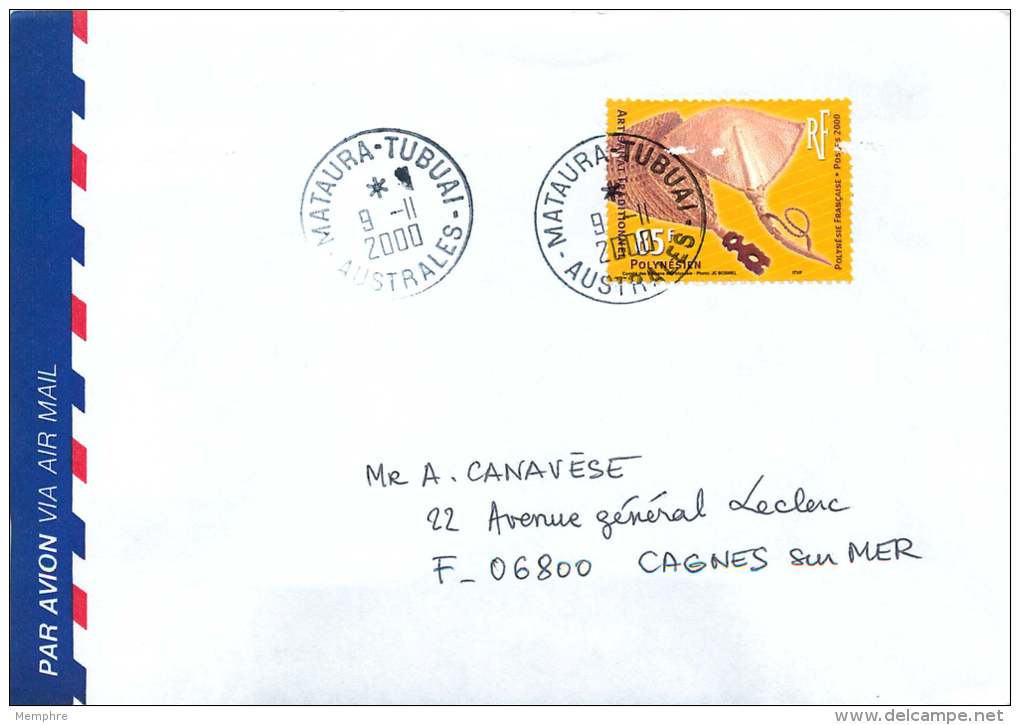 2000 Lettre Avion Pour La France  Yv 634 (Éventails,  Artisanat) - Lettres & Documents