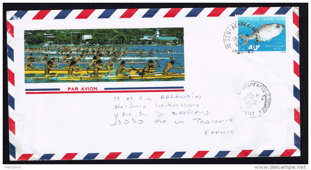 1990  Lettre Avion Pour La France   Yv 351  (Poisson) - Storia Postale