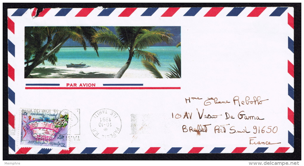 1991  Lettre Avion Pour La France   Yv 342 (Gâteau Joyeux Anniversaire) - Covers & Documents