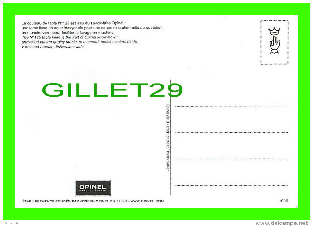 ADVERTISING - PUBLICITÉ - OPINEL, FONDÉS EN 1890 - LE COUTEAU DE TABLE No 125 - - Publicité