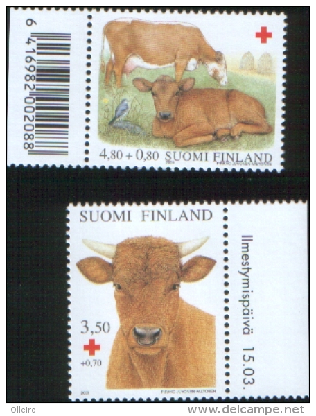 Finlandia - Finland 2000 Fauna Pro Red Cross - Pro Croce Rossa Yv 1491-2  Barcode  2v Complete Set Barcode  ** MNH - Unused Stamps