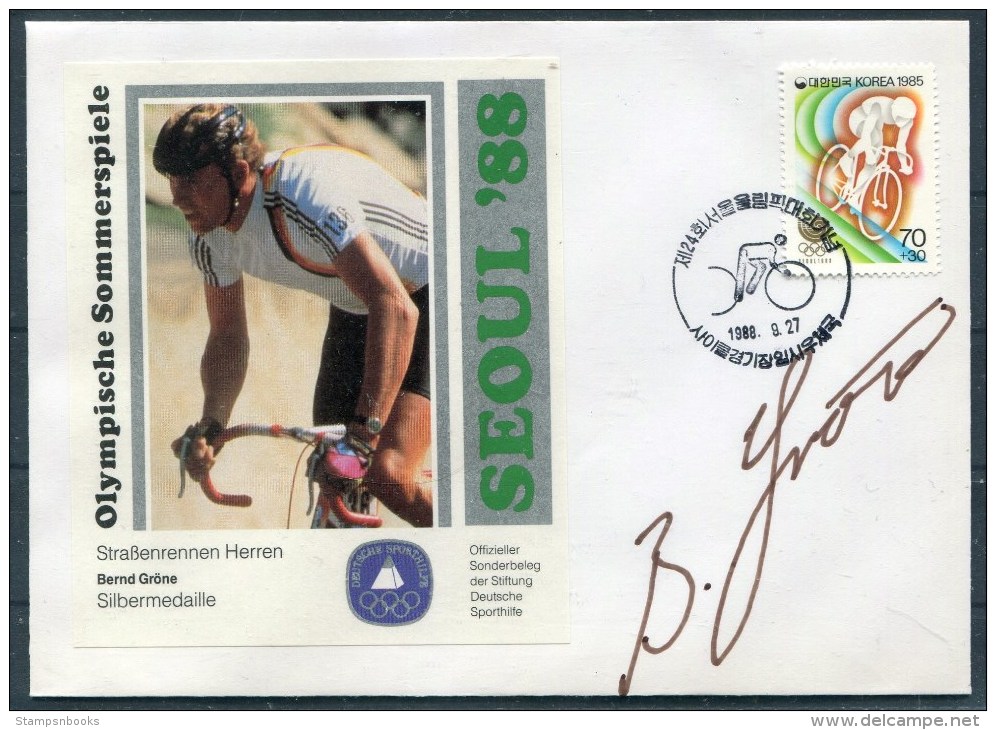 1988 South Korea Seoul Olympics Cycling Bernd Grone West Germany Signed Cover - Summer 1988: Seoul