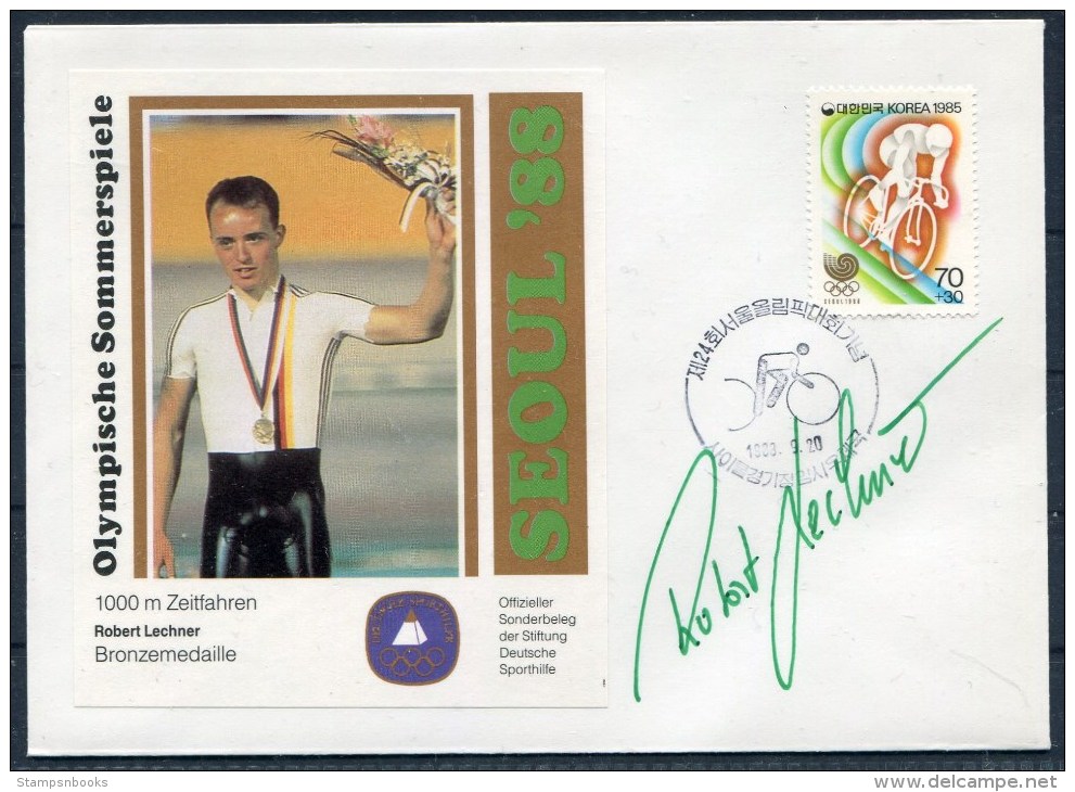 1988 South Korea Seoul Olympics Cycling Robert Lechner West Germany Signed Cover - Summer 1988: Seoul